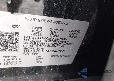 2023 GMC Yukon 4Wd Denali Ultimate из США, поврежденный, VIN 1GKS2EKL5PR307956